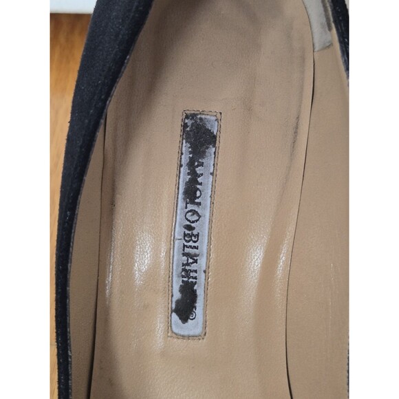 Manolo Blahnik Black Suede 8.5 Pointed Heels Winter Sarah Jessica Parker - Picture 3 of 8